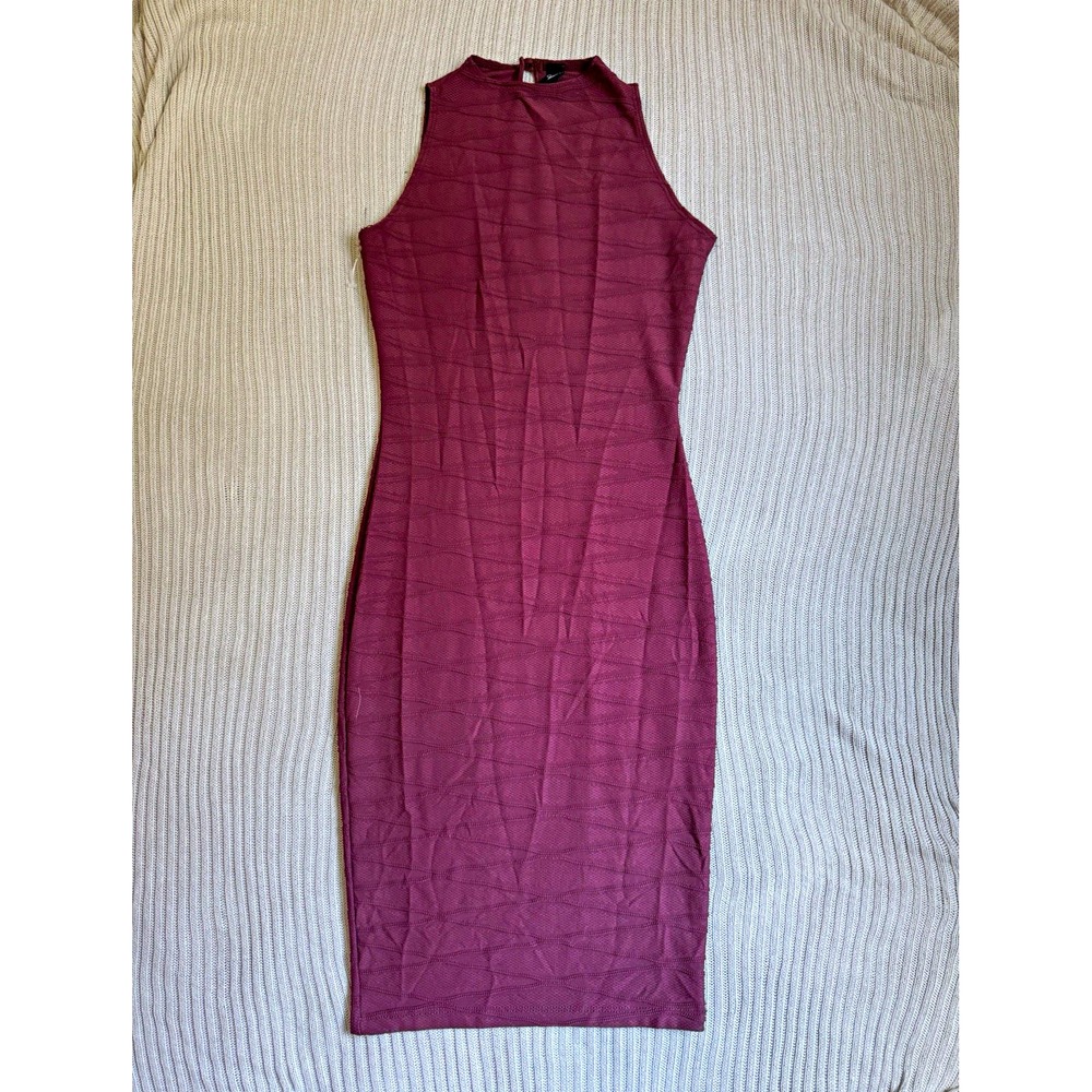 Windsor Burgundy High Neck Sleeveless Knit Sheath Midi Dress Size M MD1496WD